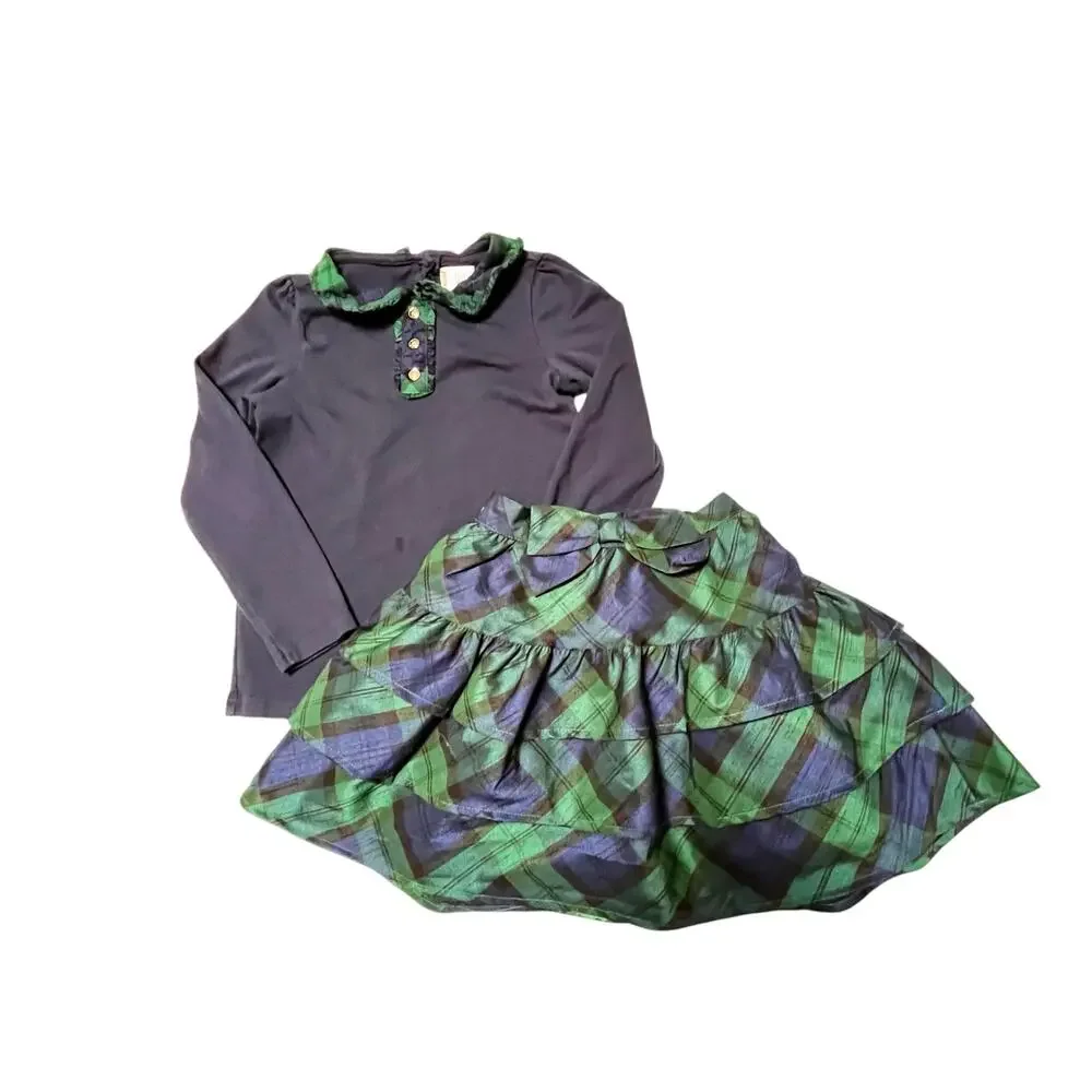 Gymboree Holiday Plaid Shirt and Skirt Outfit Size 8